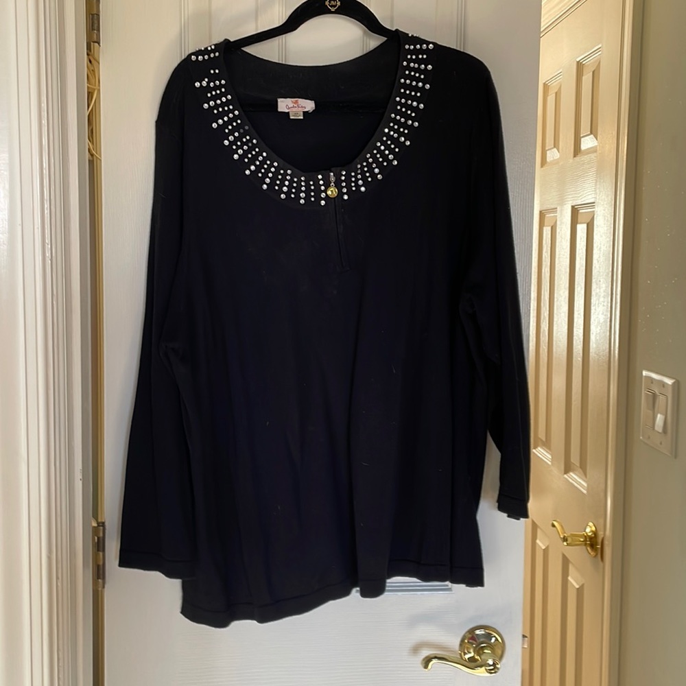 Quacker Factory 3X black sweater with embellishments